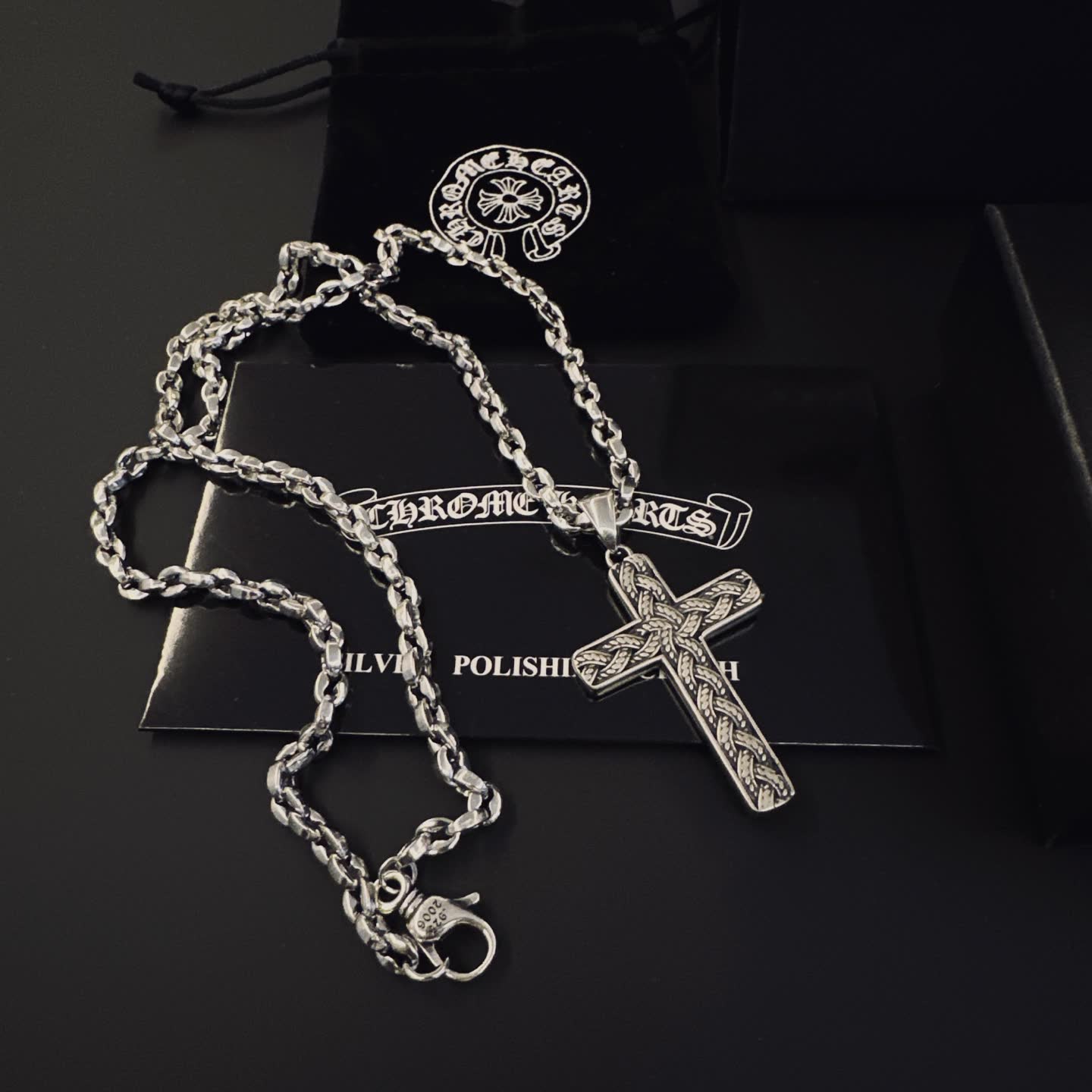 Chrome Hearts Silver Cross Pendant Necklace